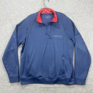 Vineyard Vines 1/4 Zip Pullover‎ Mens Medium Blue Performance Tech Sweater Whale